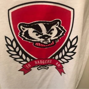 Pink VS Collegiate Collection WISCONSIN BADGERS White Crew Neck Tee Sz. M BLING thumbnail 2