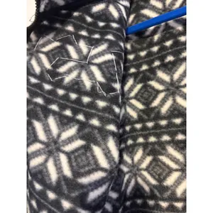 Womens XL Fleece Jacket Black‎ White Snowflake Zip Up Rhinestone Sparkle thumbnail 6