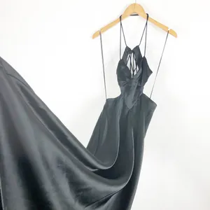 Zara Black Satin Cut Out Slip Maxi Dress Small Tie Back Cocktail Formal Wedding thumbnail 11