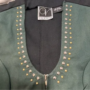 Vintage Green Structured Vest Gold Studded Ren Faire Rodeo Western Cowgirl thumbnail 6
