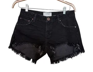 One Teaspoon Sz 26 Marlons Black Cut Off Low Waist Casual Denim Jean Shorts thumbnail 1