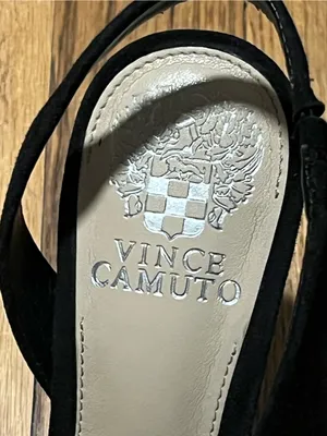 Vince Camuto Black Suede Peep Toe Slingback Heels Size 7.5 High Heel Mules thumbnail 7