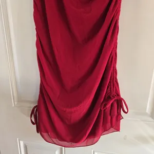 Princess Polly Red Ruched Bodycon Mini Dress Size US 8 Lined Cinch Sides Stretc thumbnail 3