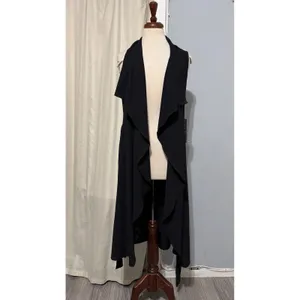 RMD Los Angeles Black Sleeveless Waterfall Duster Vest Belted Open‎ Front Small thumbnail 9