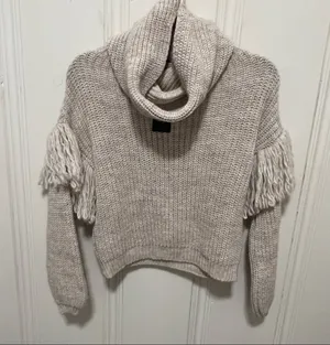 Maison Pholya Cream Beige Ribbed Knit Wool Alpaca Blend Sweater With Scarf XS thumbnail 1