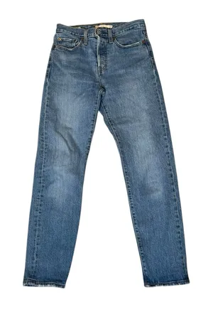 Levi's Premium Wedgie Straight Leg Jeans Womens Blue Denim‎ 25x27.5 Button Fly thumbnail 1