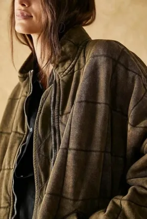 Free People Dolman Quilted Knit Jacket in Dusted Military Grunge Green Medium thumbnail 11