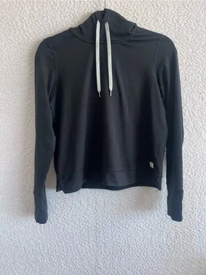 Vuori Women’s Halo Essential DreamKnit Soft Black‎ Pullover Hoodie Size Small thumbnail 2