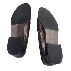 Etienne‎ Aigner Carver Brown Croc Embossed Leather Fabric Buckle Loafers 9.5M thumbnail 6