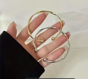 Elegant Twisted Cuff Bangle Adjustable, Simple , Chic Open Design Jewelry Gold thumbnail 1