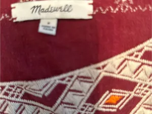 Madewell Embroidered Square-Neck Burgundy Women's Top Sz S thumbnail 4