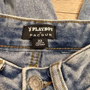 Pacsun‎ Playboy Jeans Womens 22 Blue Denim Straight High Rise Rainbow Bunny thumbnail 6