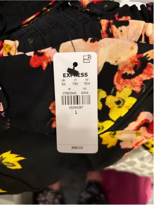 EXPRESS Black Floral Mini Dress Size L thumbnail 5