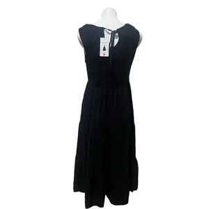 ZESICA Maxi Dress Womens Size L Black Sleeveless High Neck Tie-Back Long thumbnail 4