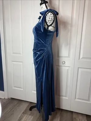 Cider Velvet Sweetheart Neckline Split Ruched Knotted Maxi Dress thumbnail 7
