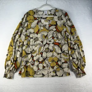 CAbi L Large‎ Sequel Blouse Floral V-Neck Smocked Poet Sleeves #3954 Women's thumbnail 4