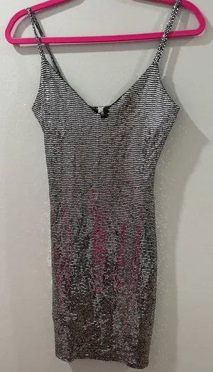 Sparkly Dress Silver Size M thumbnail 1