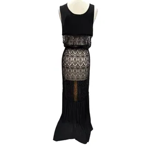 Sin Clarity Sheer Lace Duster Black Maxi Overlay Gothic Festival Whimsygoth Sz S thumbnail 5