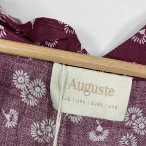 Auguste the Label Mae Devine Mini Dress Burgundy Floral Ruffle US 4‎ AU 8 JM193 thumbnail 7