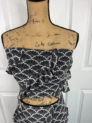 Thirty/Thirty LA Black Mesh Two Piece Maxi Skirt Crop Top Set Sz M NWOT thumbnail 4