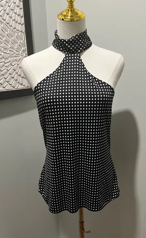 Moda International Black and White Polka Dot Halter Camisole thumbnail 1