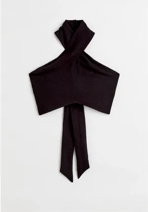 H&M Black Twist Halter Top With Open Tie Back thumbnail 4