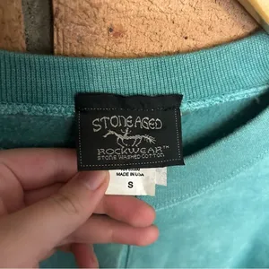 Vintage Stone Aged Rockwear Western Tribal Blue Fleece Snap Sweater Size Small thumbnail 2