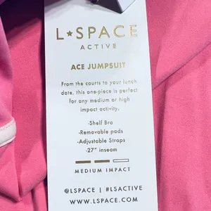 L*Space Ace Jumpsuit Pink Taffy & Cream Sporty Anthropologie Pilates Yoga Small thumbnail 11