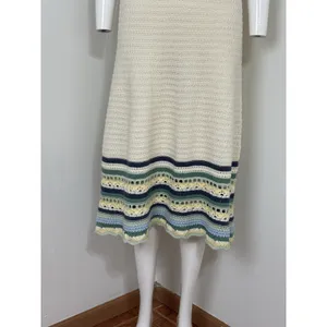 Universal Threads Women’s Crochet Knit Midi Dress Cream Summer Boho Beach Resortwear NWT Size M thumbnail 4