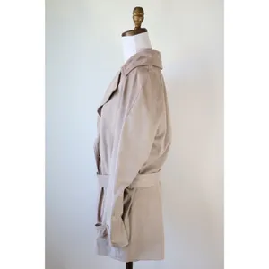ZARA Beige Trench Coat Belted Suede Feel Classic Jacket Preppy Minimalist Small thumbnail 5