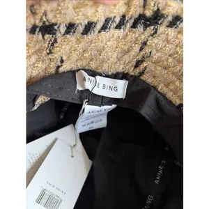 Anine Bing Cleo Bucket Hat Womens Size‎ M/L Tan Black Plaid Tweed Wool Blend thumbnail 6