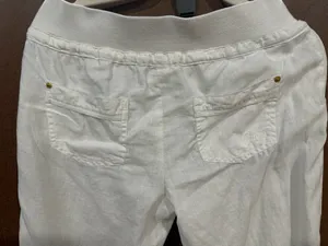 Guess linen woman off white pants M drawstring thumbnail 6