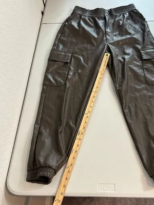 Abercrombie & Fitch Faux Brown Leather Cargo High Rise Jogger Pants Size L NWT thumbnail 7