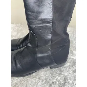 Unisa Black Riding  Boot Back Stretch Sz 8.5 M Knee High Classic Retro thumbnail 6