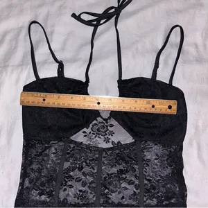 Tobias Top Black Small, Lace Halter Tank Top, Crop, Adjustable Straps thumbnail 6