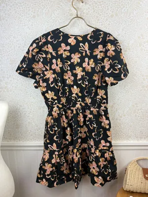 Anthropologie Black 100% Cotton Floral Print Somerset Mini Dress - Size - XL thumbnail 11