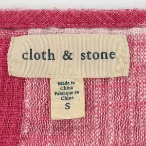 Cloth & Stone Anthropologie Pink Gingham Linen Blend Button Back Top Blouse S thumbnail 5