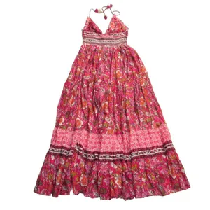 NWT Free People Real Love Maxi in Meadow Combo Floral Cotton Halter Dress L thumbnail 9
