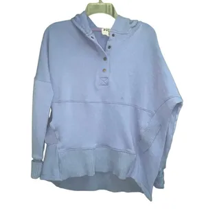 Bucket List Size Small Washed French Terry Hoodie Oversized Light Blue thumbnail 1