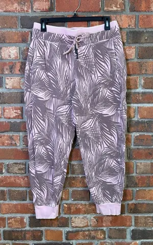 Joylab womens pink palms high waist jogger cropped sweatpants pink M thumbnail 1