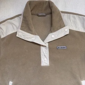 Columbia Women's L Tan‎ Cream Benton Springs Cropped Fleece Pullover 1/4 Button thumbnail 3