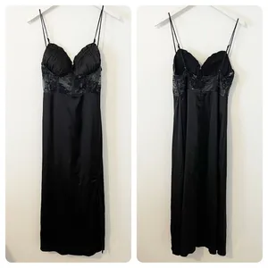 Selfie Leslie Trophy Lace Bodice Midi Dress Black Satin Size Medium M NWT thumbnail 2