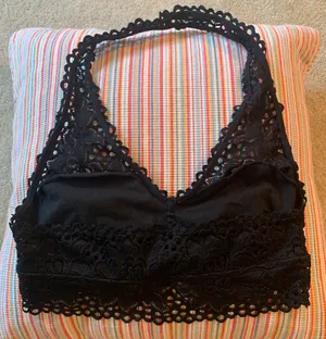 Aerie Black Lace Halter Bralette thumbnail 6