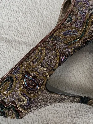 Vintage Valerie Stevens Beaded Paisley Heels Statement / Costume Theatre 7 thumbnail 6