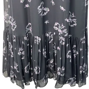 Love Shack Fancy‎ Kover Bow Print Tiered Navy Blue Viscose Maxi Dress Size 8 thumbnail 13
