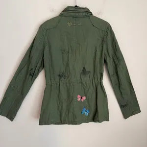 Desigual Y2K military utility jacket embroidered butterfly 36 green thumbnail 7