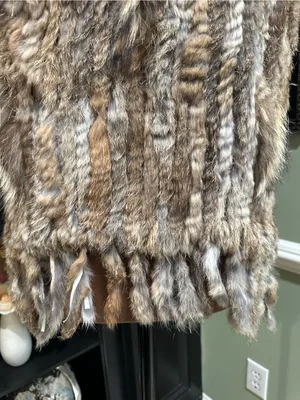 Real Rabbit Fur Vest – Brown Beige Natural Fur – Size M thumbnail 10