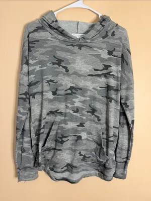 Grayson Threads Gray Camo Hooded Lounge Top thumbnail 1