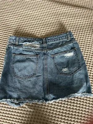 Mystique Boutique Distressed Light Blue Denim Mini Skirt thumbnail 3