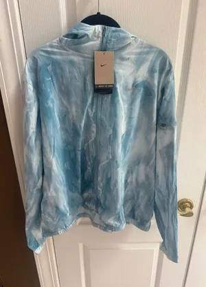 Nike Blue Tie-Dye Hooded Running Jacket thumbnail 1